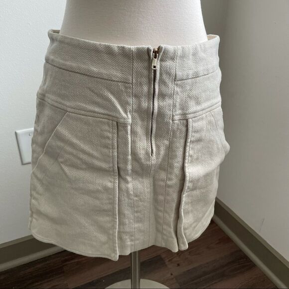 ANN Taylor Beige Mini Skirt Front Zipper Cargo Size 6P - Picture 1 of 7